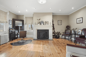 interior of a farmhouse salon in Hudson valley, ny