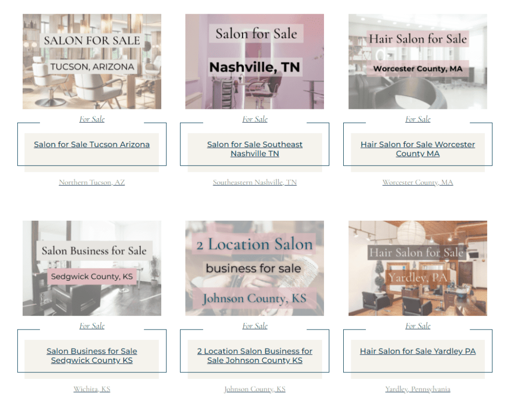 beauty industry businesses that are for sale that used Salonspa Connection's free business valuation